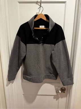 Dudley Stephens Two-Tone Snap Pullover Sweater - Black & Gray
